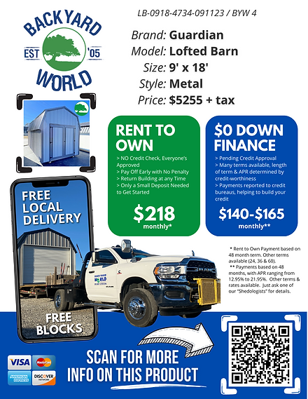 9' x 18' Metal "Lofted Barn" - Image 4