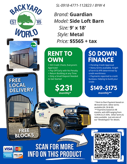 9' x 18' Metal "Side Lofted Barn" - Image 7