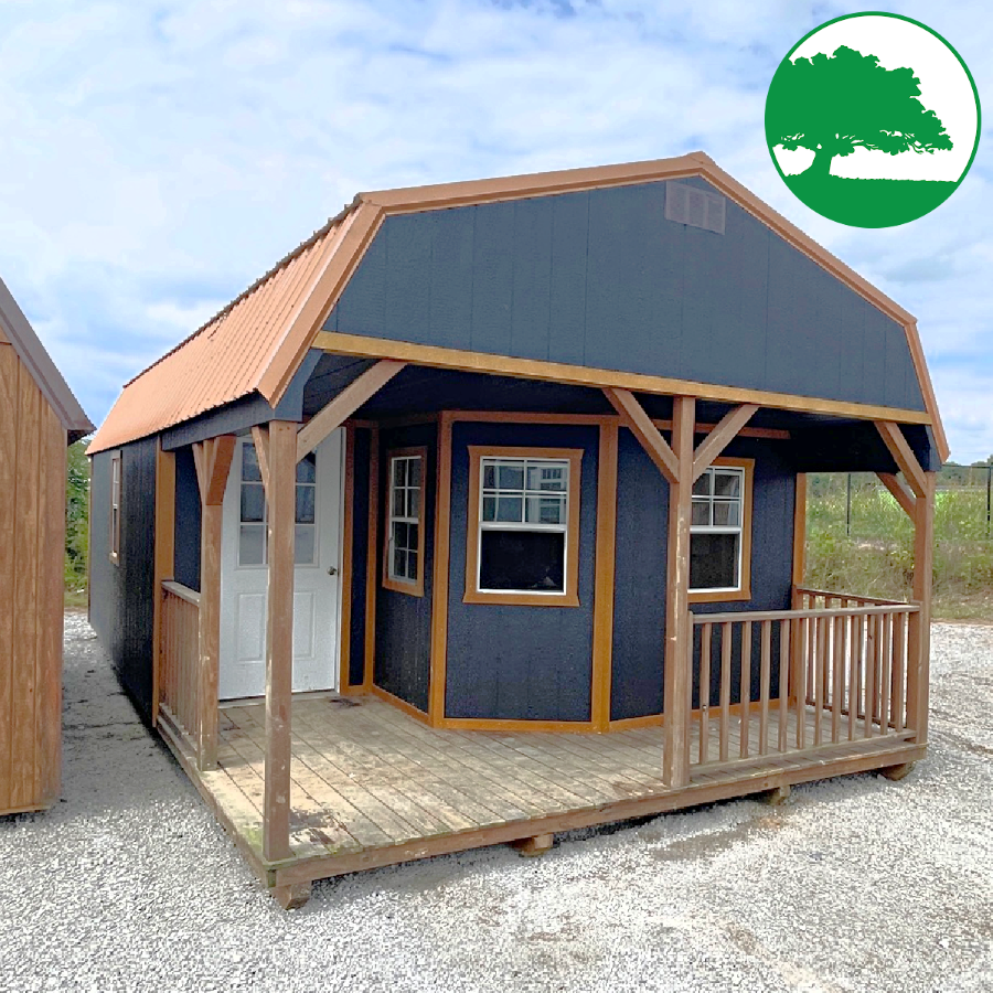 PRE-OWNED 14' x 28' Painted "Deluxe Lofted Cabin" - Image 2