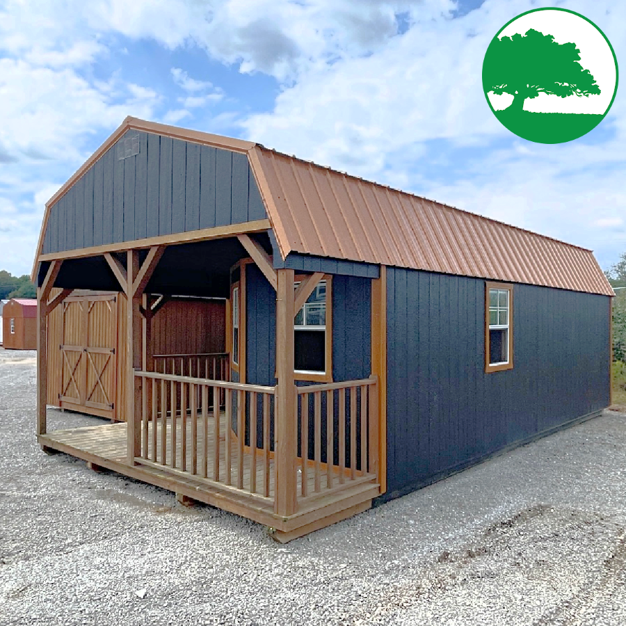 PRE-OWNED 14' x 28' Painted "Deluxe Lofted Cabin" - Image 3